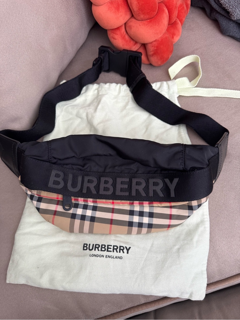 Burberry Black & Beige Nova Check Waist Bag